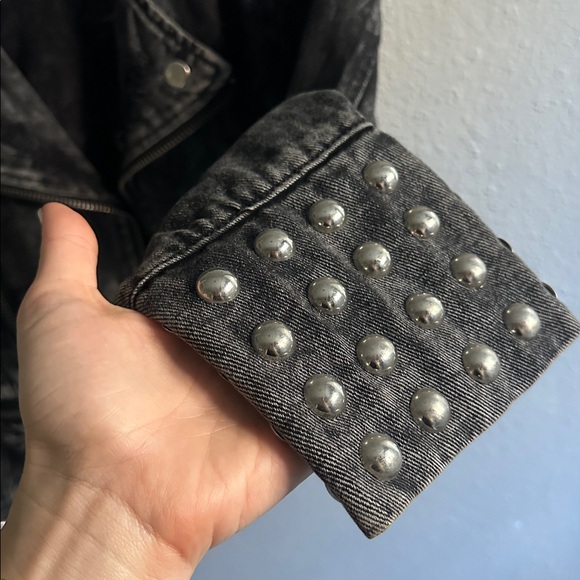 Boom Boom Jeans Distressed Black Denim Jacket - Picture 6 of 8